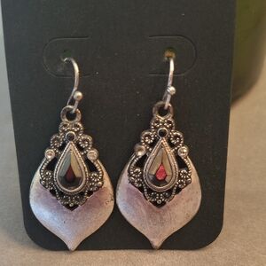 Elegant Silver and Black Teardrop Earrings